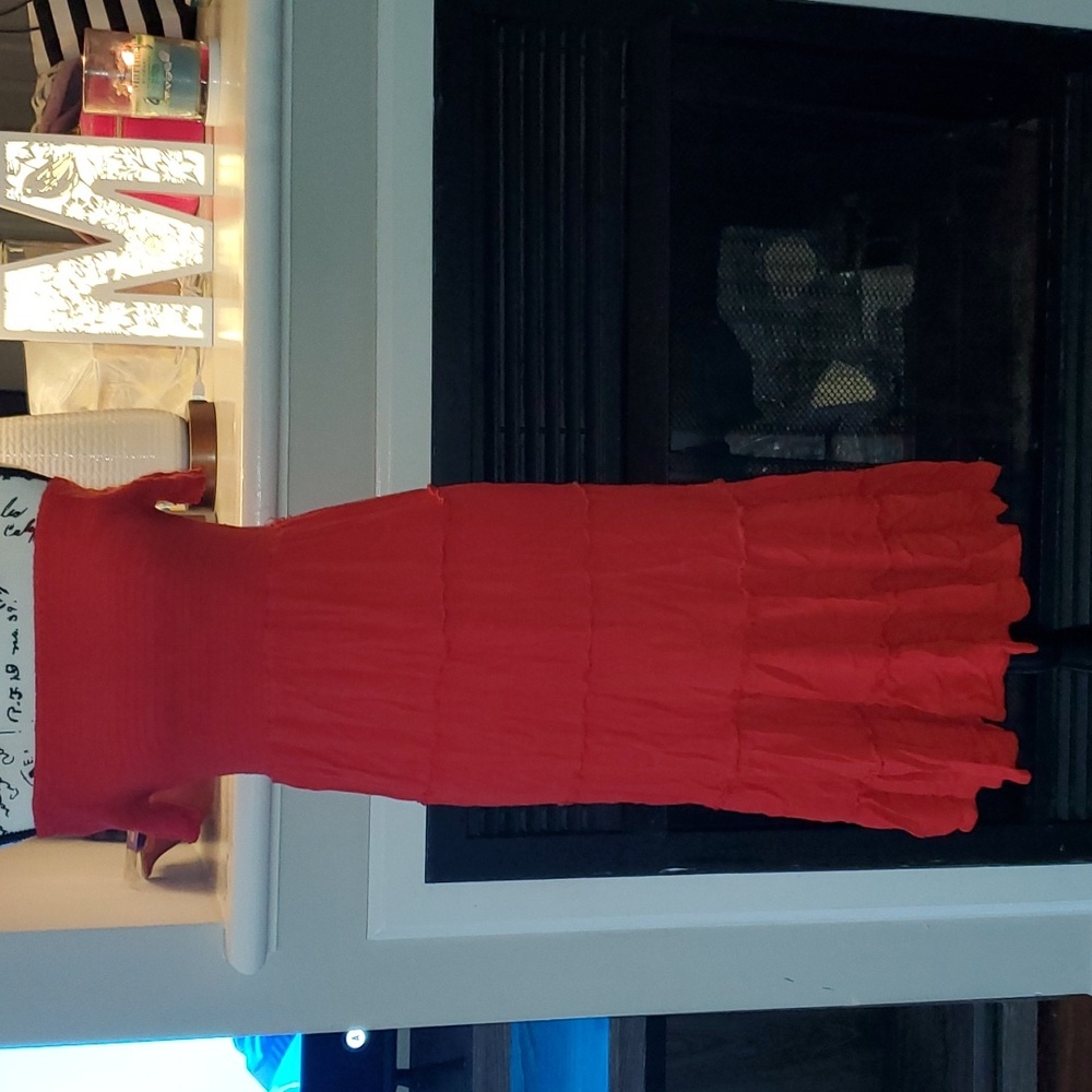 Ace Fashion Red Tiered Sundress Size Large